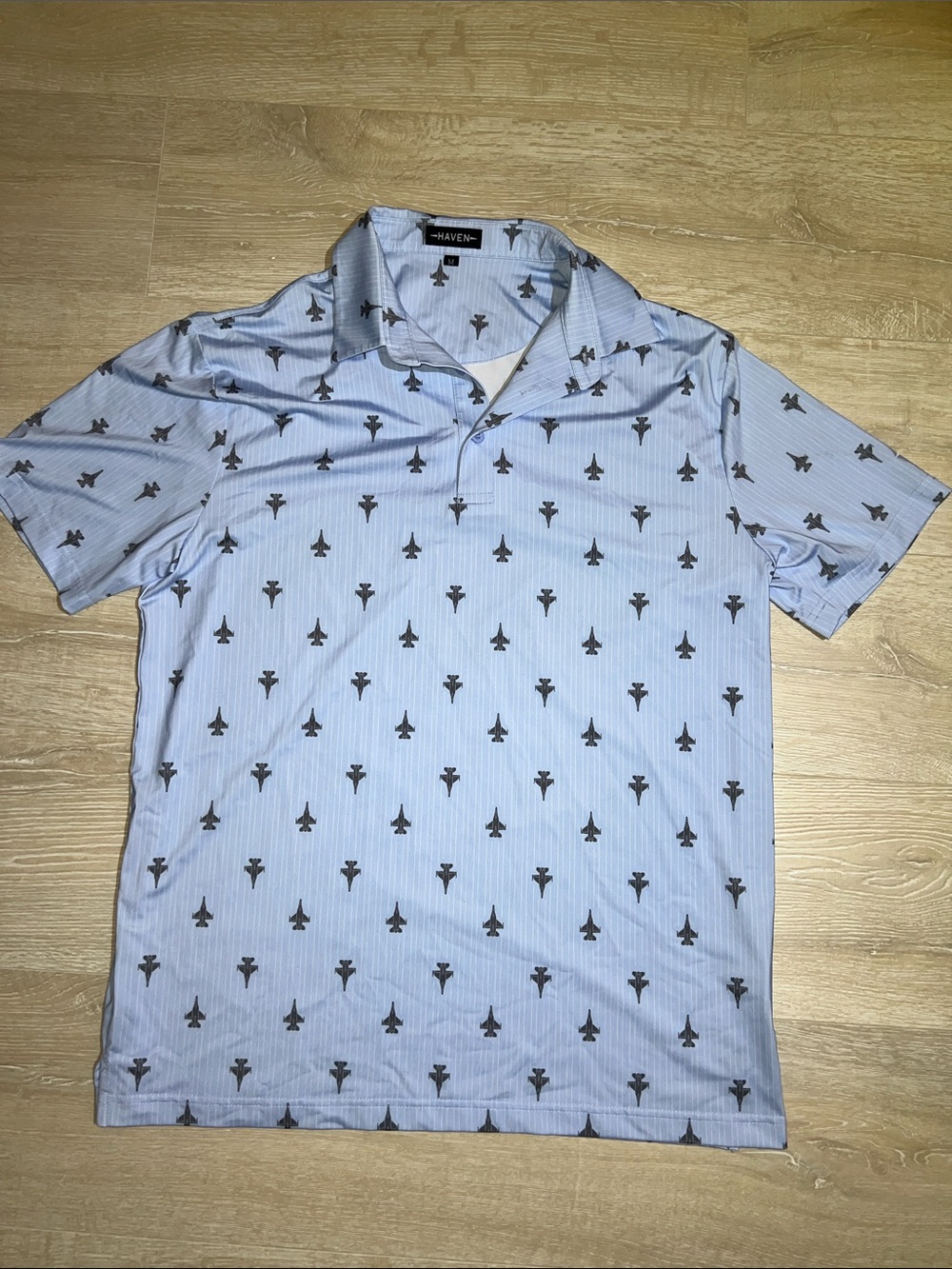 Haven “FALCON” Light Blue Polo Shirt with Dark Jet Print